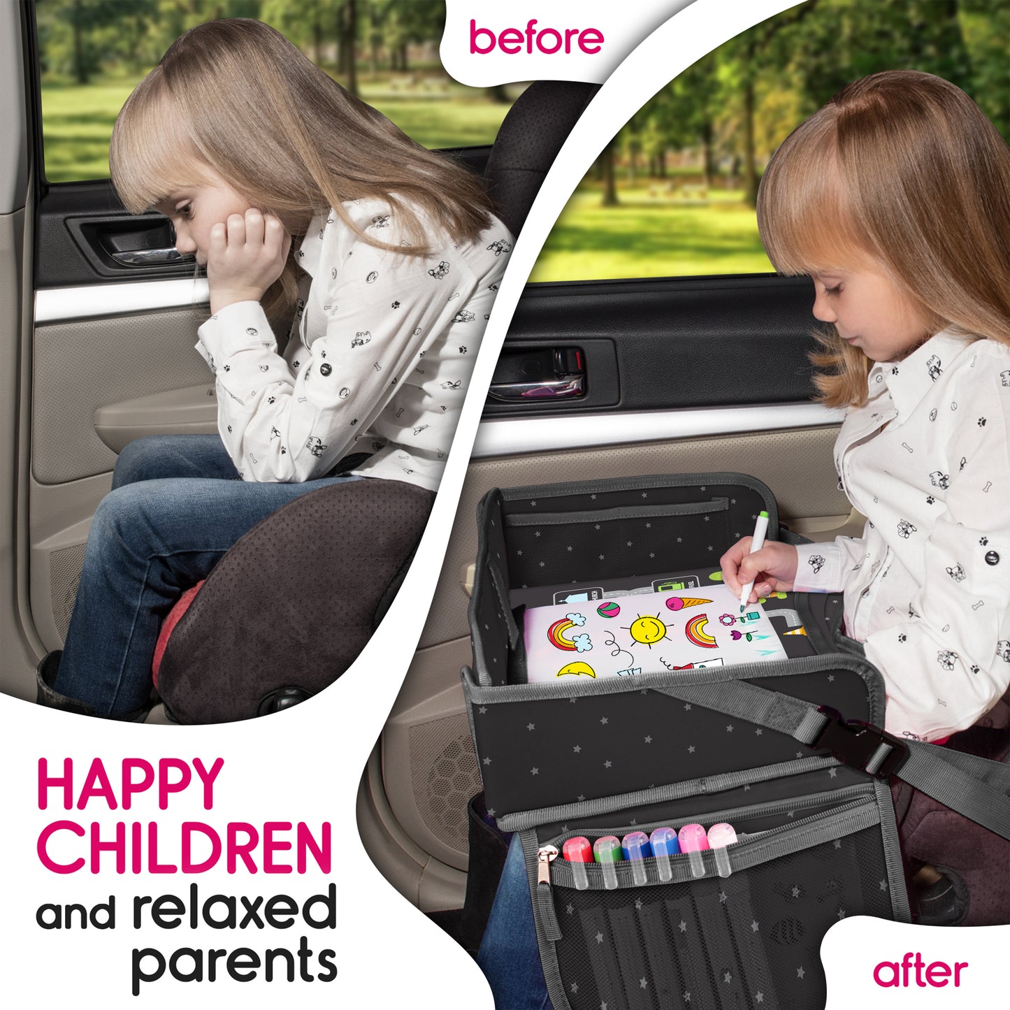 ECOFANTASY Car Seat Travel Tray for Toddlers (Premium Black)