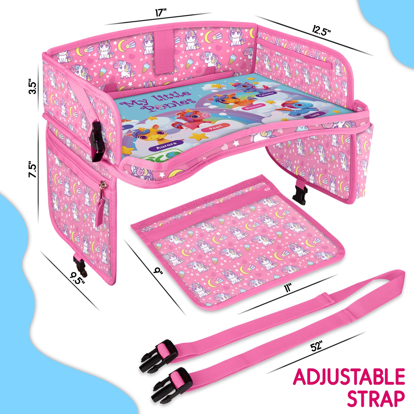 ECOFANTASY Car Seat Travel Tray for Toddlers (Unicorn)
