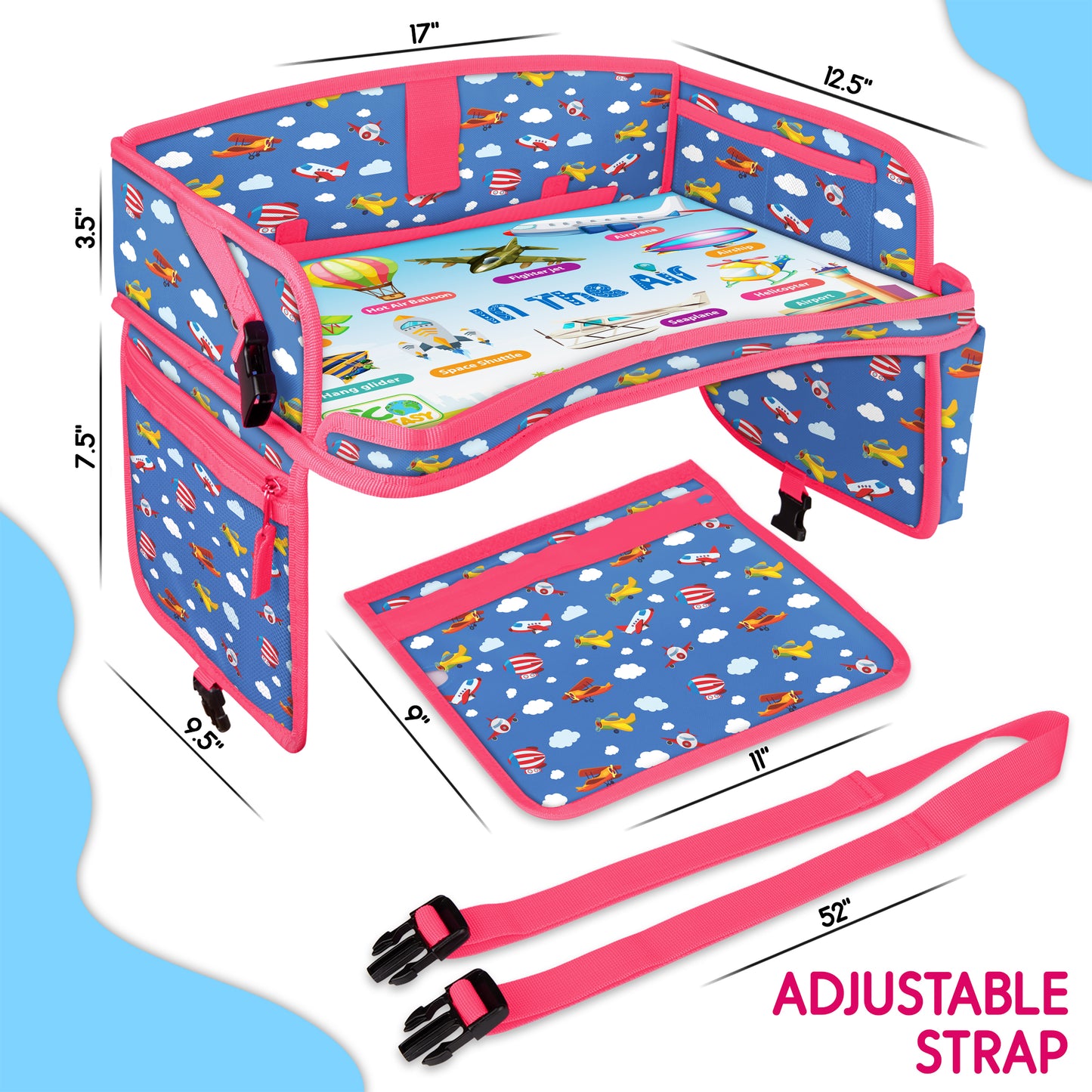 ECOFANTASY Car Seat Travel Tray for Toddlers (Airplanes)