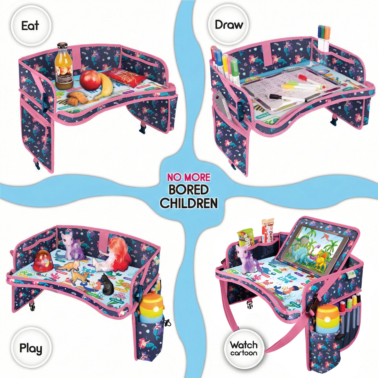 ECOFANTASY Car Seat Travel Tray for Toddlers (Mermaid)