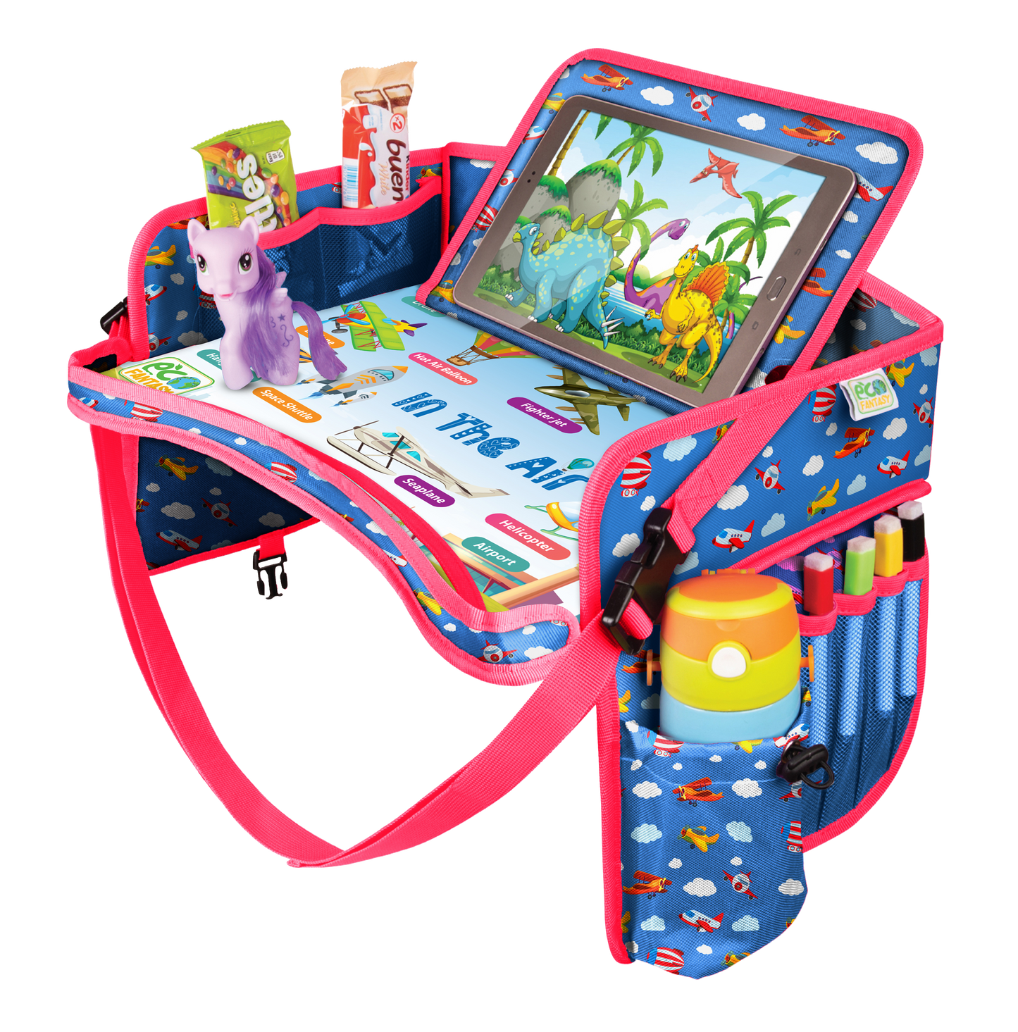 ECOFANTASY Car Seat Travel Tray for Toddlers (Airplanes)