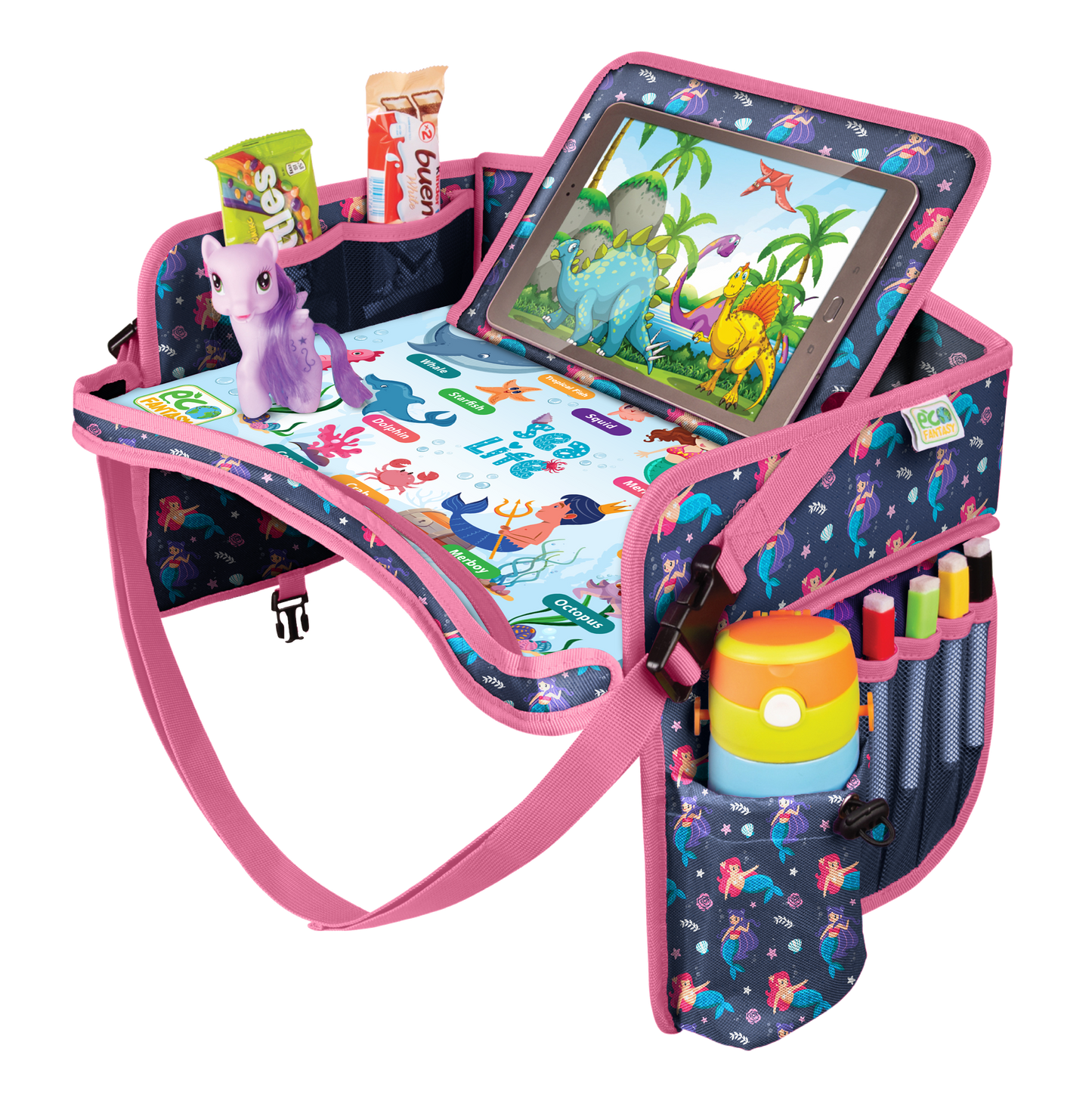 ECOFANTASY Car Seat Travel Tray for Toddlers (Mermaid)