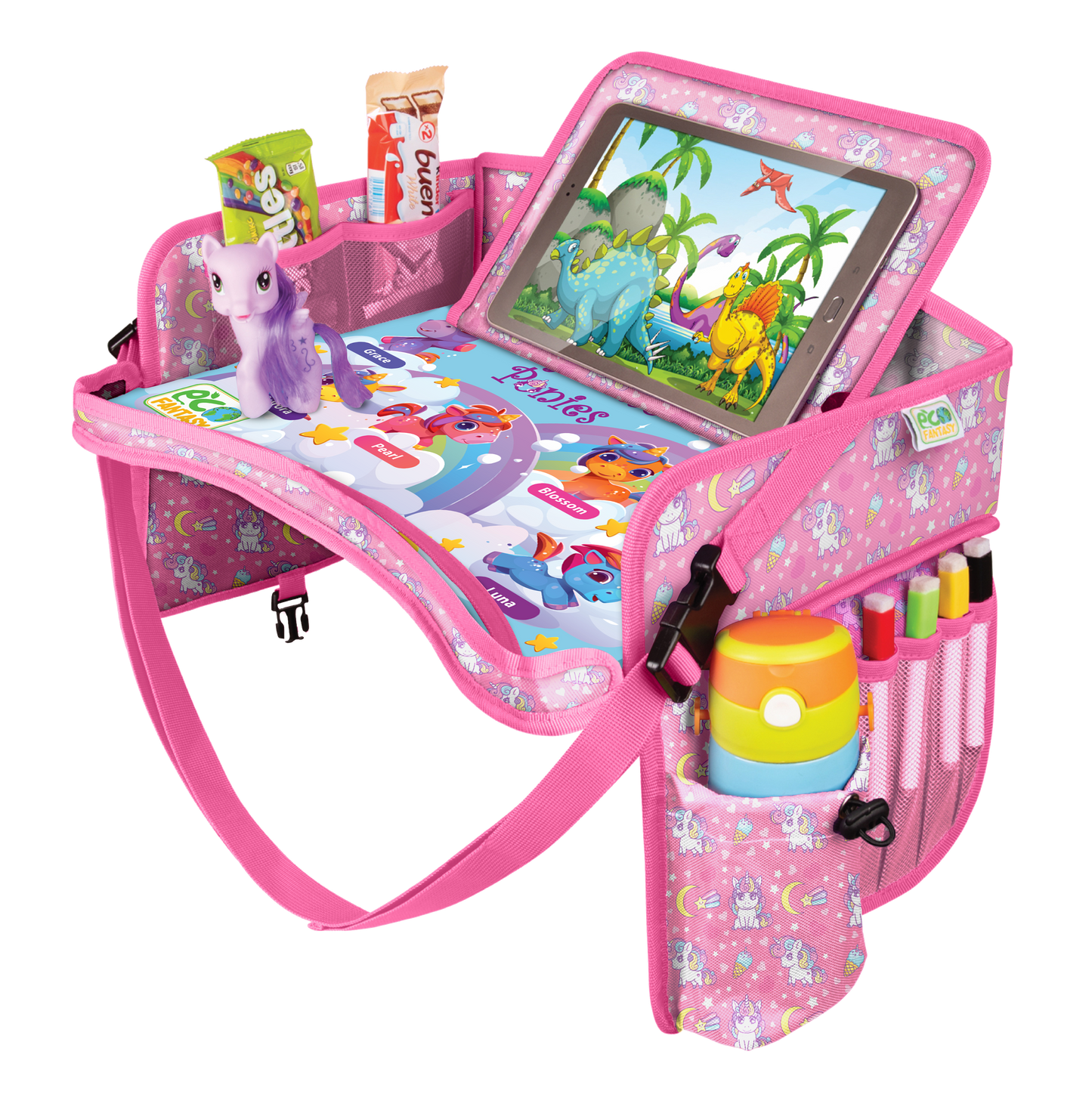 ECOFANTASY Car Seat Travel Tray for Toddlers (Unicorn)